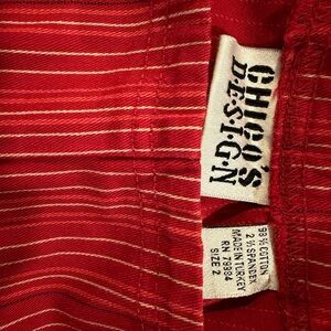 Chico's Vibrant Red and White Striped Top